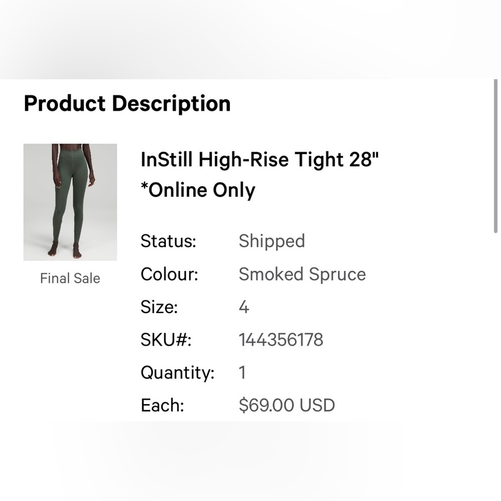 Instill high rise right 28” size 4 smoked spruce